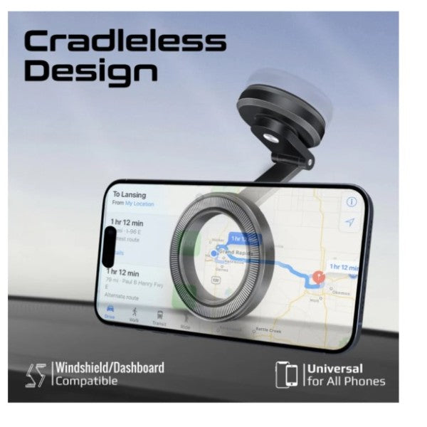 Promate MagGrip™ 360° Cradleless Foldable Magnetic Ring Smartphone Holder, Black - MAGHOOP-HG