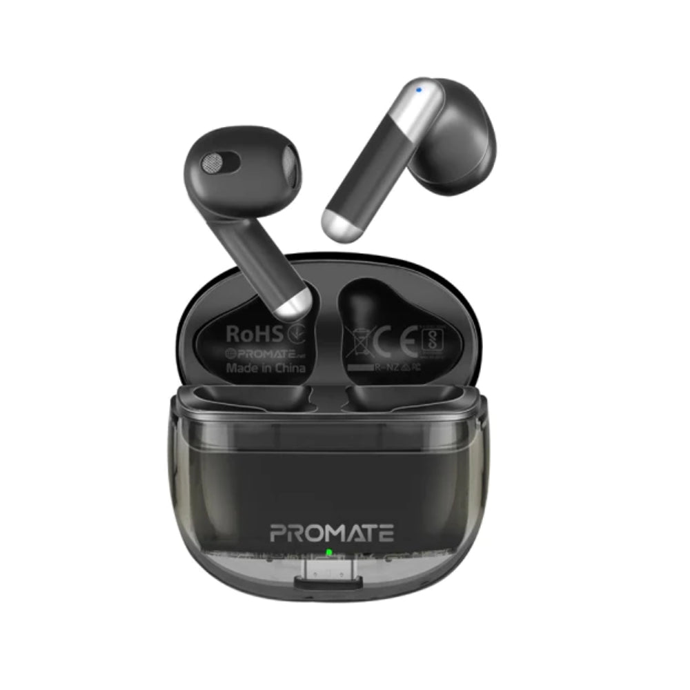 Promate High Definition Transparent TWS Earbuds - Black