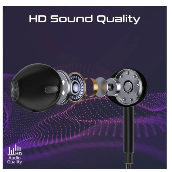 Promate MFI Certified Ergonomic In-Ear Wired Mono Earphone with Lightning Connector, Black