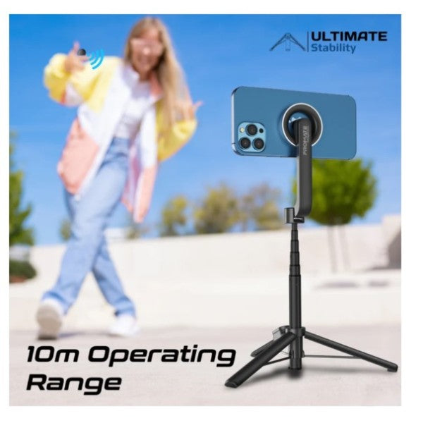 Promate MagSafe Compatible Foldable Selfie Stick with Bluetooth Remote Control - MAGSTICK