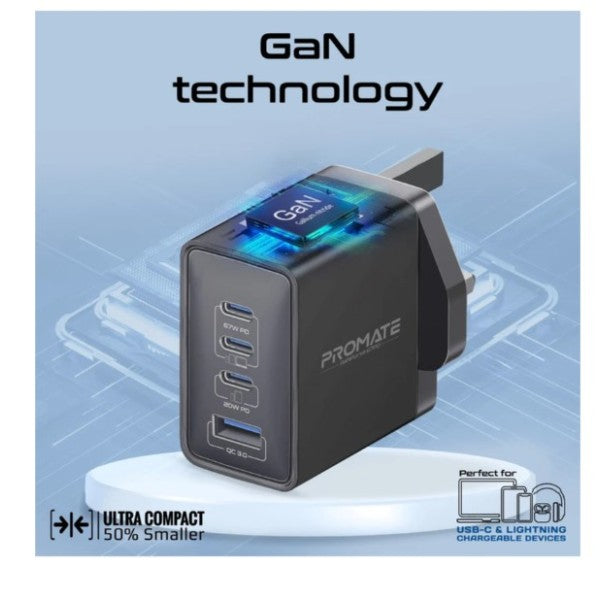 67W Power Delivery GaNFast™ Charger with Quick Charge 3.0 - Black