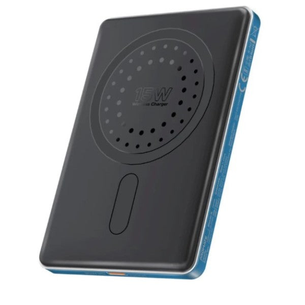باور بانك بروميت 5000 مللي أمبير، مصنوع من الألومنيوم فائق النحافة، متوافق مع تقنية ماج سيف للشحن اللاسلكي، BLADE-5 - أزرق