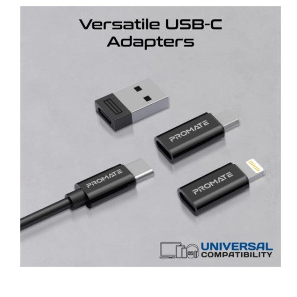 كابل شحن صغير الحجم متعدد الاستخدامات مع مجموعة سفر • محولات من USB-C إلى Lightning و USB-A و Micro-USB