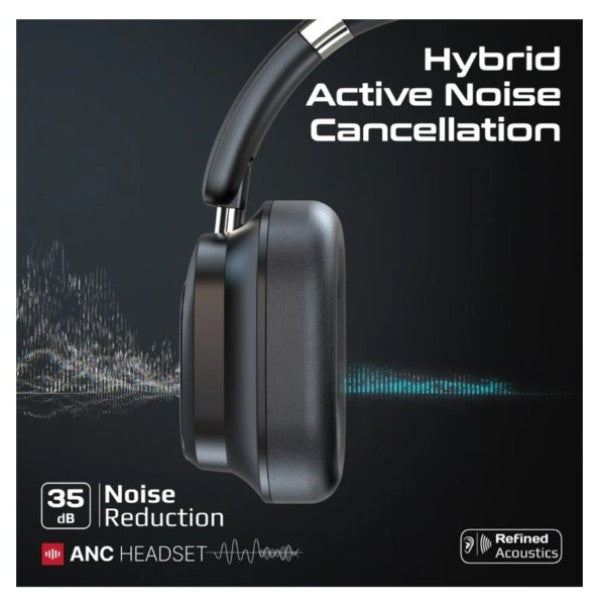 سماعات رأس هجينة عالية الوضوح بتقنية إلغاء الضوضاء النشط مع وحدة تحكم بشاشة لمس LCD مغناطيسية قابلة للفصل