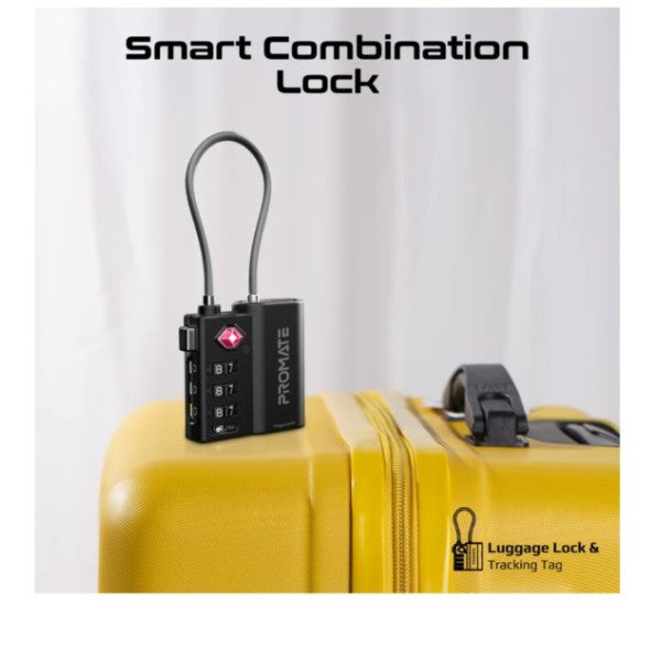 Promate TSA Luggage Lock with Smart Precision Tracking Tag - TagLock