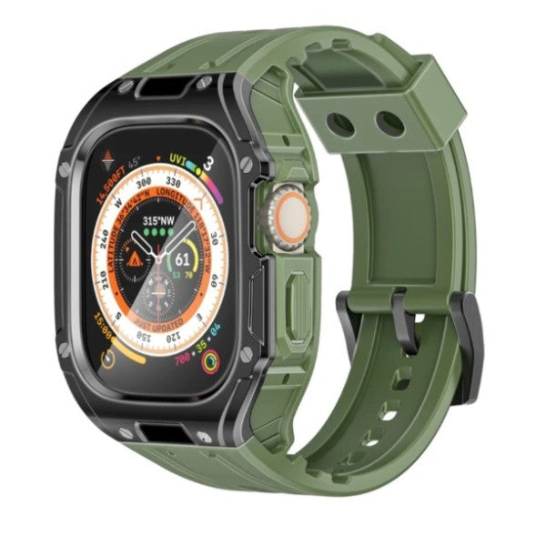 جراب حماية متين لساعة أبل من بروميت مع سوار ساعة من مادة TPU، لون أخضر داكن
