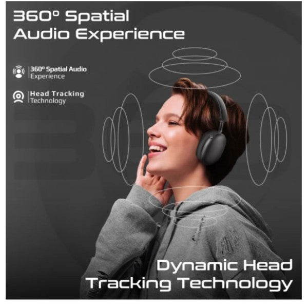 سماعات رأس بروميت عالية الدقة بتقنية إلغاء الضوضاء النشط الهجينة مع صوت مكاني 360 درجة، أسود - سيرين