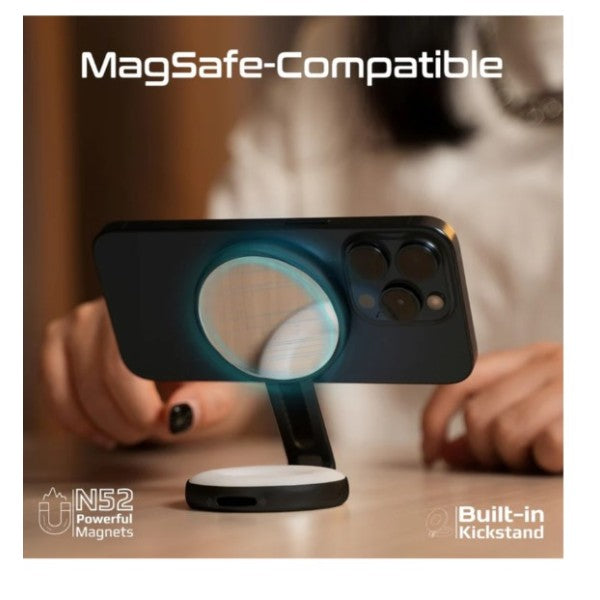 Promate 360° Rotatable Ultra-Slim MagSafe Compatible Rechargeable LED Ring Light, Grey - Maghalo Pro