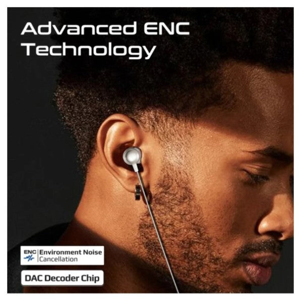 سماعة أذن ستيريو سلكية داخلية مريحة من بروميت مزودة بمنفذ USB-C وتقنية ENC، لون أبيض