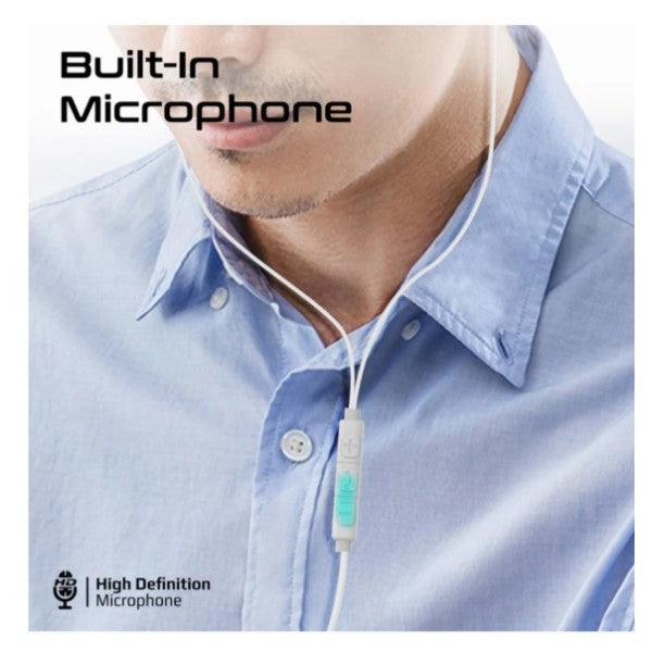 Promate Ergonomic In-Ear USB-C Wired ENC Stereo Earphone, White