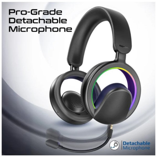 Promate Novon Open Ear Wireless Over-Ear Headphones with Detachable Mic, Black