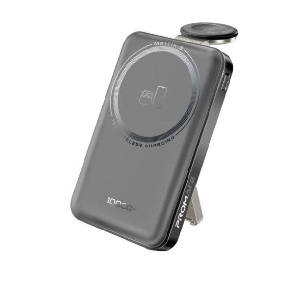 بنك طاقة بروميت فائق الصغر بسعة 10000 مللي أمبير، 3 في 1، متوافق مع تقنية ماج سيف، يدعم الشحن اللاسلكي، أسود - مافريكس-3