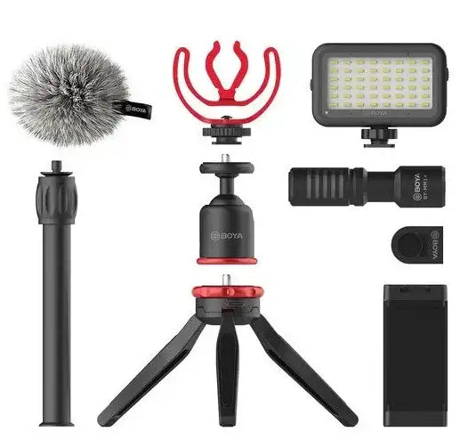 BOYA BY-VG350 SMARTPHONE VLOGGER KIT PLUS WITH BY-MM1+MIC, LED LIGHT, AND ACCESSORIES - GulfStore.com