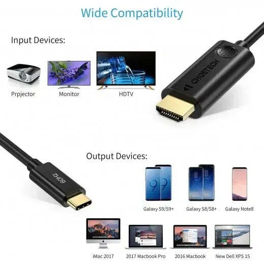 Choetech Type-c To Hdmi Cable 1.8M - Black CH0019 - GulfStore.com