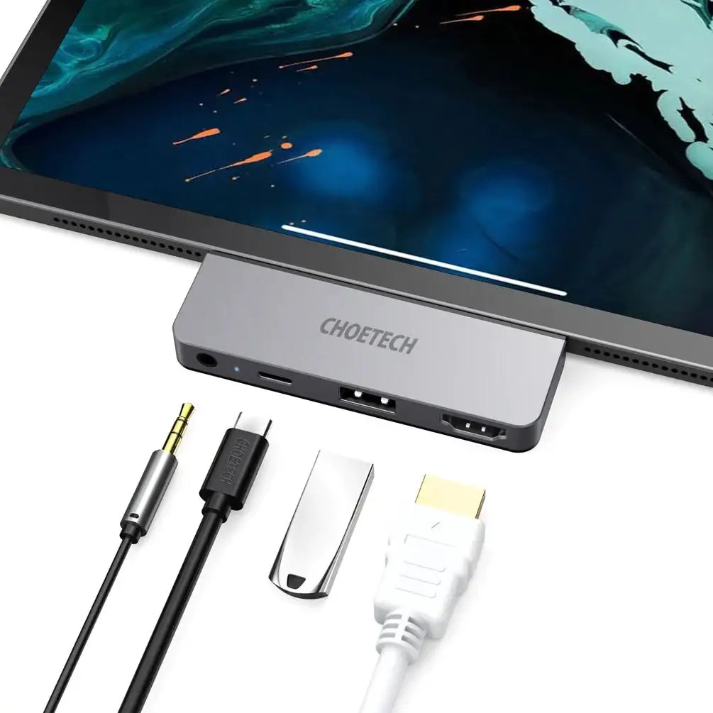 Choetech 4 in 1 USB C Dock For all usb C Devices HUB-M13-BK - Grey - GulfStore.com
