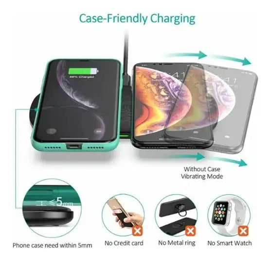 Choetech 5 Coil Dual Fast Wireless Charger T535-S - Black - GulfStore.com