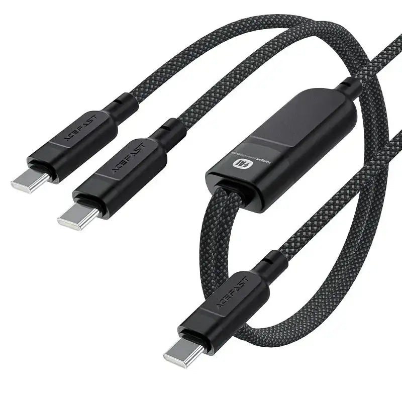 AceFast | 17674 | C5-11 | Usb C 2 In 1 100W Intelligent Balance Aluminum Alloy Connectors Charging Data Cable | Black - GulfStore.com