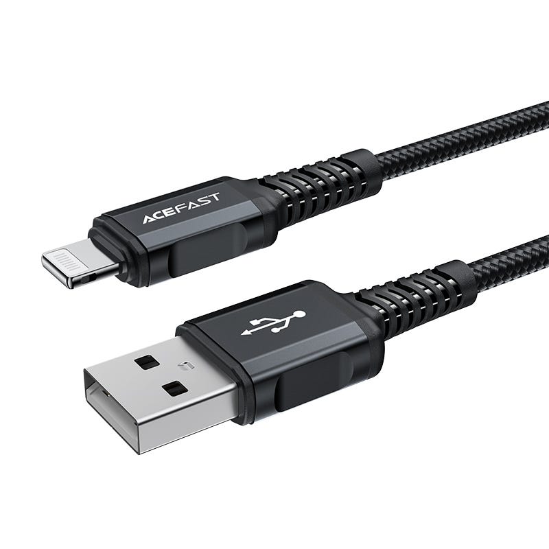 AceFast | 15890 | C4-02 | Usb A To Lightning Aluminum Alloy Charging Data Cable(1.8M) | Black - GulfStore.com
