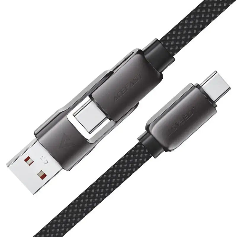 AceFast | 17964 | C13-04 | Usb A/Usb C To Usb C Zinc Alloy Connectors Charging Data Cable | Black - GulfStore.com