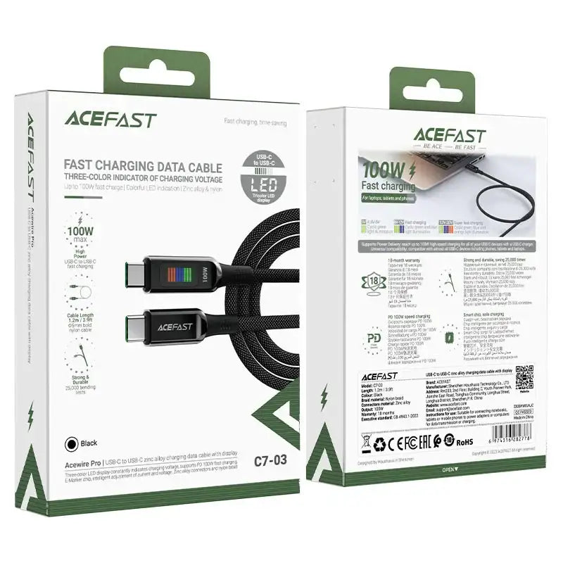 Acefast Charging Data Cable C7-03 USB-C to USB-C 100W - GulfStore.com