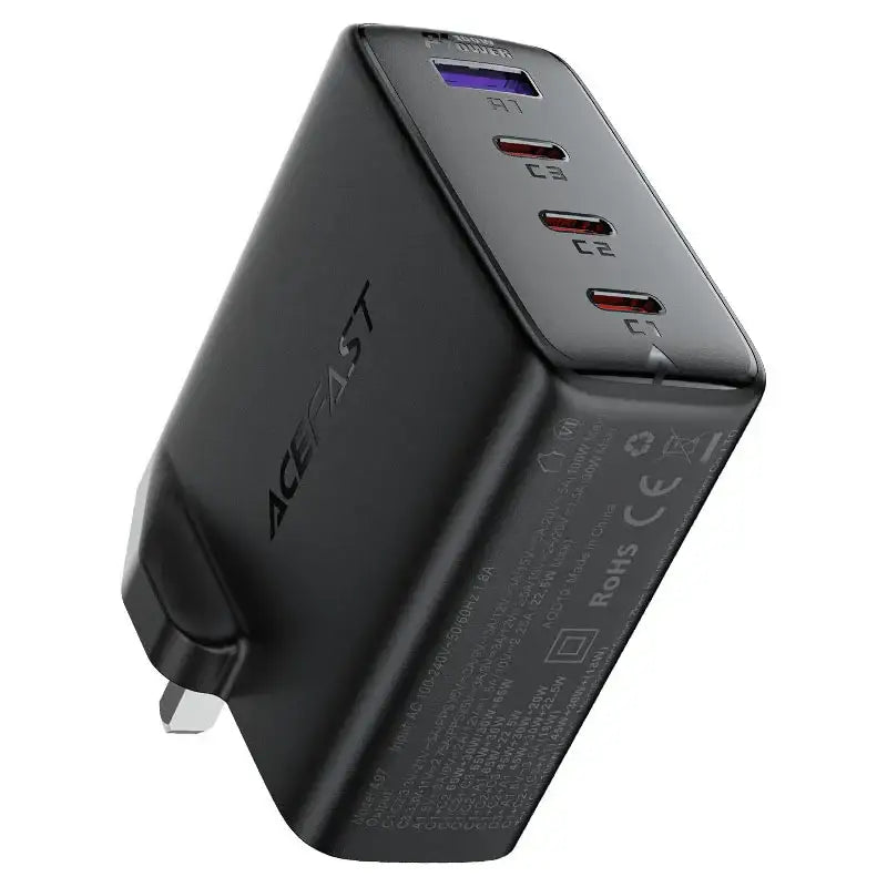 AceFast | 17300 | A97 | PD100W Gan (3*Usb C+Usb A) Charger | UK | Black - GulfStore.com