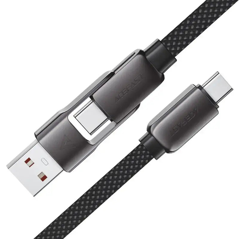 AceFast | 17965 | C13-05 | Usb A/Usb C To Usb C Short Zinc Alloy Connectors Charging Data Cable | Black - GulfStore.com