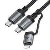 AceFast | 17956 | C20-01 | Usb C To Usb C / Lightning Aluminum Alloy Connectors Charging Data Cable | Black - GulfStore.com