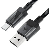 AceFast | 18477 | C12-04 | Usb A To Usb C Transparent Shell Stainless Steel Charging Data Cable | Black - GulfStore.com