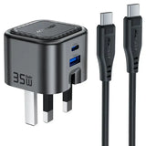 AceFast | 18499 | A120 | PD35W Folding Gan (A+C) Charger Display Set (P5) Metal Gray| UK | Black - GulfStore.com