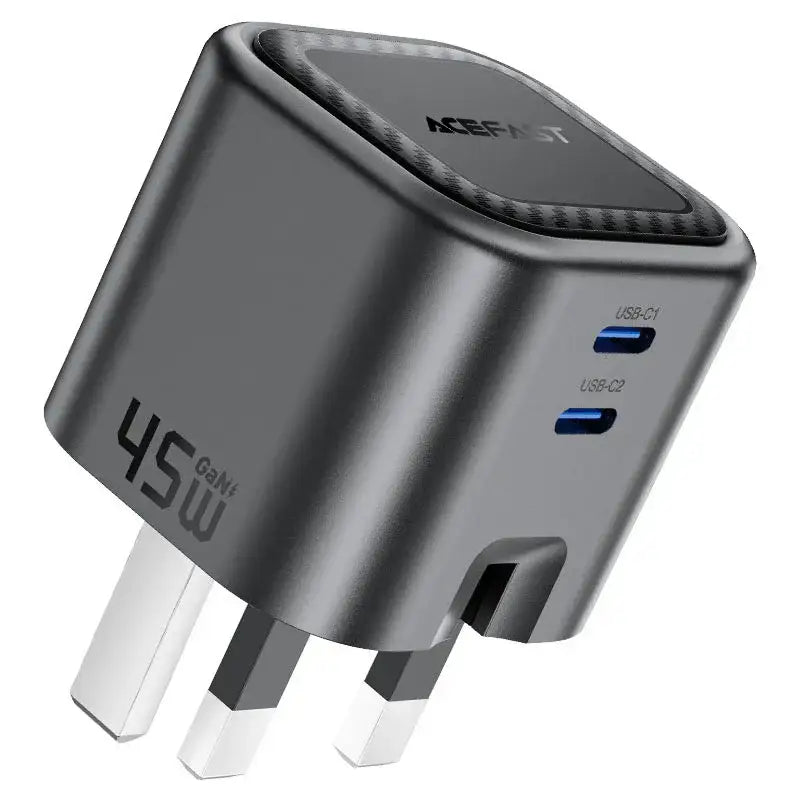 AceFast | 18500 | A121 | PD45W Folding Gan (C+C) Charger Metal | Black - GulfStore.com