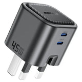 AceFast | 18500 | A121 | PD45W Folding Gan (C+C) Charger Metal | Black - GulfStore.com