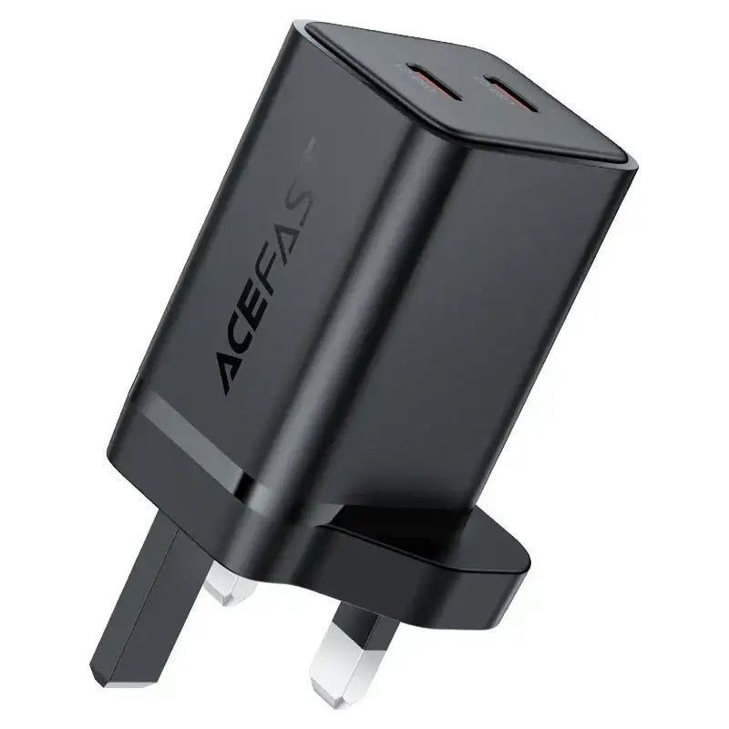 AceFast | 18497 | A128 | PD45W Gan (Usb C+Usb C) Charger | UK | Black - GulfStore.com