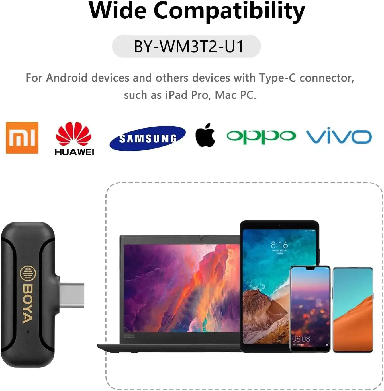 Boya BY-WM3T2-U1 , WIRELESS MICROPHONE SYSTEM COMPATIBLE ANDROID DEVICES - GulfStore.com
