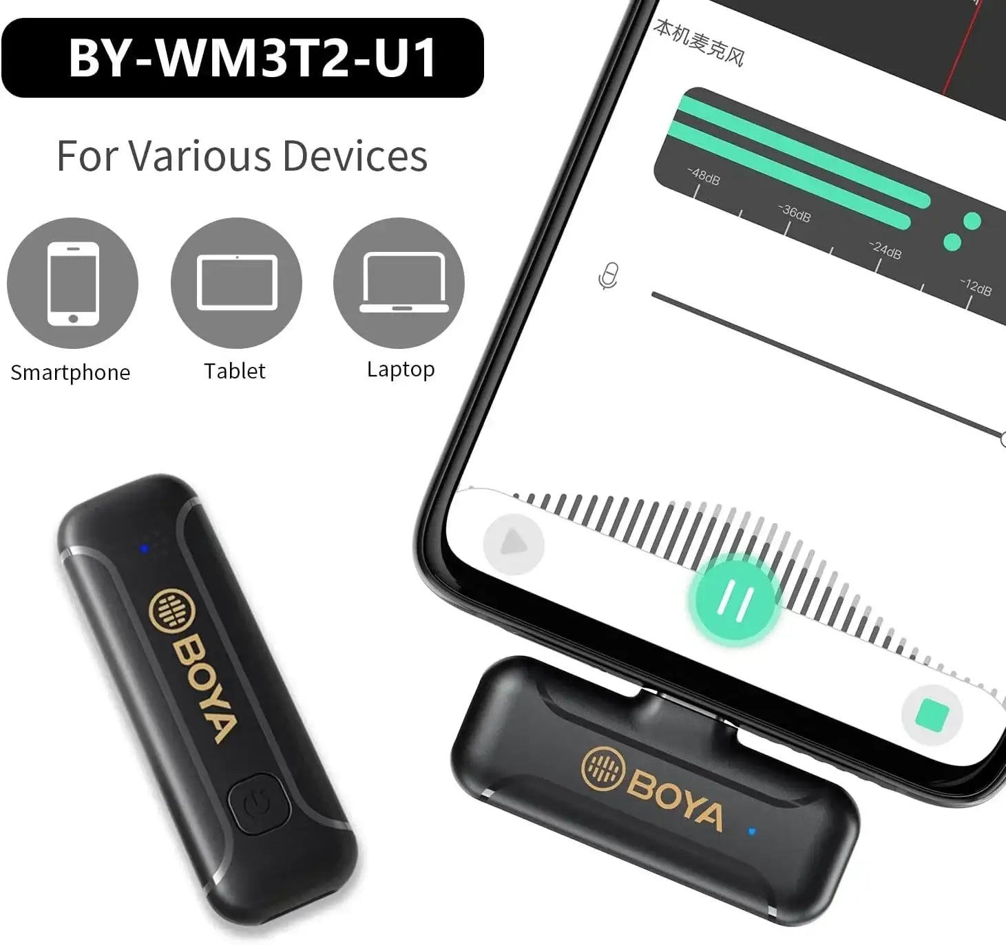 Boya BY-WM3T2-U1 , WIRELESS MICROPHONE SYSTEM COMPATIBLE ANDROID DEVICES - GulfStore.com