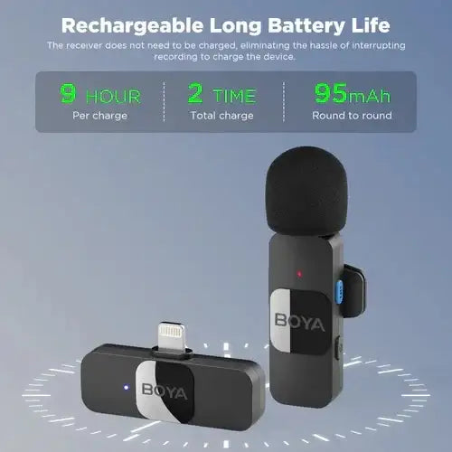 BOYA Smallest 2.4Ghz Wireless Microphone with Lightning connector for iOS device ( 1TX+1RX) - Black BY-V1 - GulfStore.com