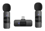 BOYA Smallest 2.4Ghz Wireless Microphone with Lightning connector for iOS device (2TX+1RX) - Black BY-V2 - GulfStore.com