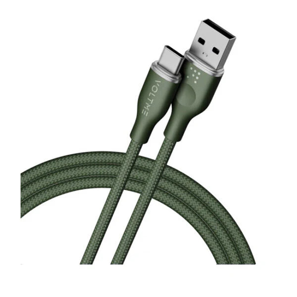15862 | C2043 | Voltme Power Link Rugg Double Nylon Cable USB A to Type C 3A | 1M | 60W | Green