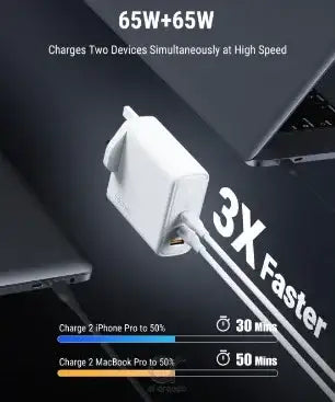 Voltme Revo 140 Triple-Port Wall Charger With GAN Tech 140W – White - GulfStore.com