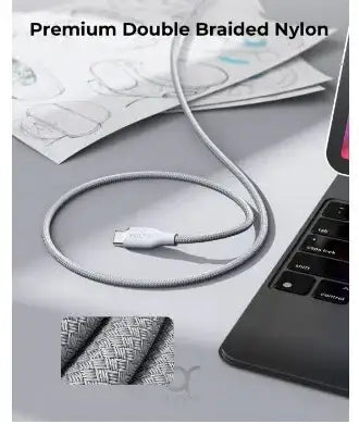 Voltme Powerlink Rugg Double Nylon Cable Type C to Type C 3A - 1M (60W) Gray - GulfStore.com