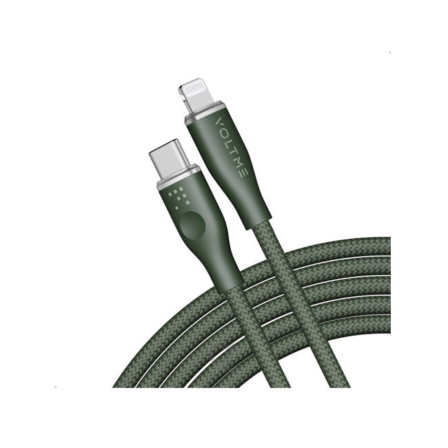 15867 | C2085 | Voltme Powerlink Rugg Double Nylon Cable USB C to Lightning 3A | 2.0 M Zinc-Alloy Connector | Green