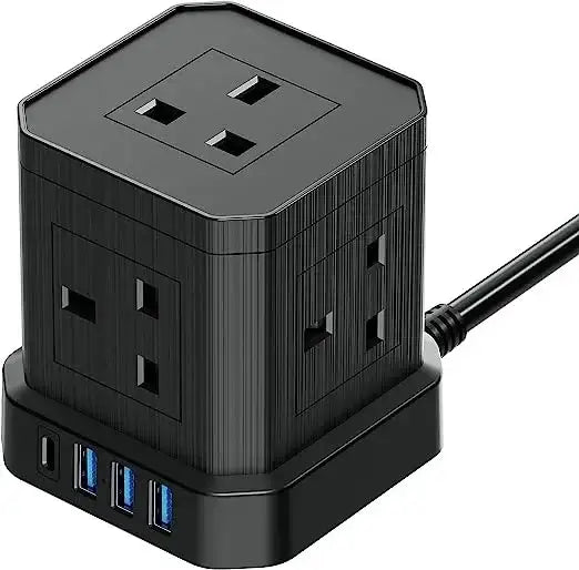 Choetech CUBE USB Power Strip 5 Outlets With 4 USB Ports Model: TP-VE4U5K - GulfStore.com