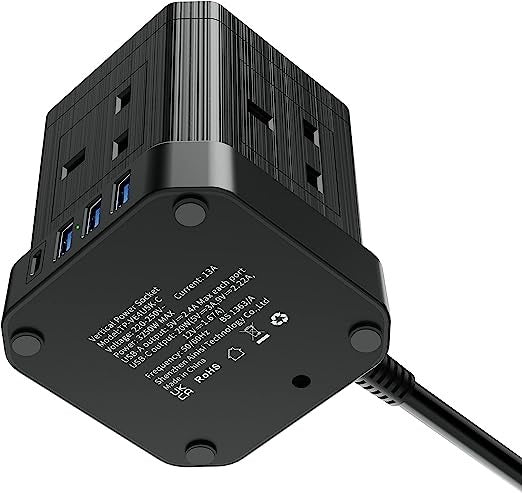 Choetech CUBE USB Power Strip 5 Outlets With 4 USB Ports Model: TP-VE4U5K