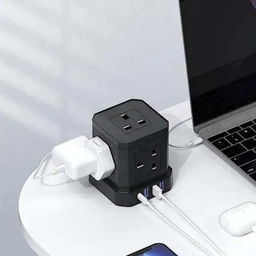 Choetech CUBE USB Power Strip 5 Outlets With 4 USB Ports Model: TP-VE4U5K - GulfStore.com