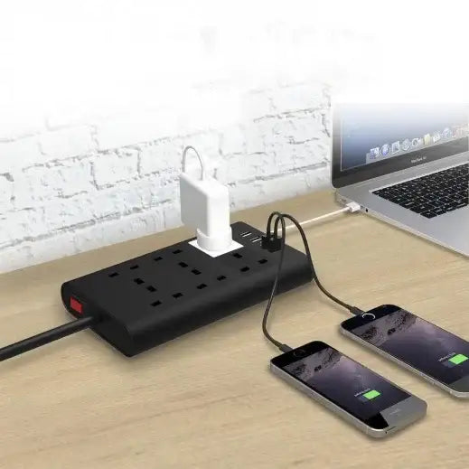 Choetech PowerStrip with 6 UK outlets and 4 USB Ports TP-FA4U6K - GulfStore.com