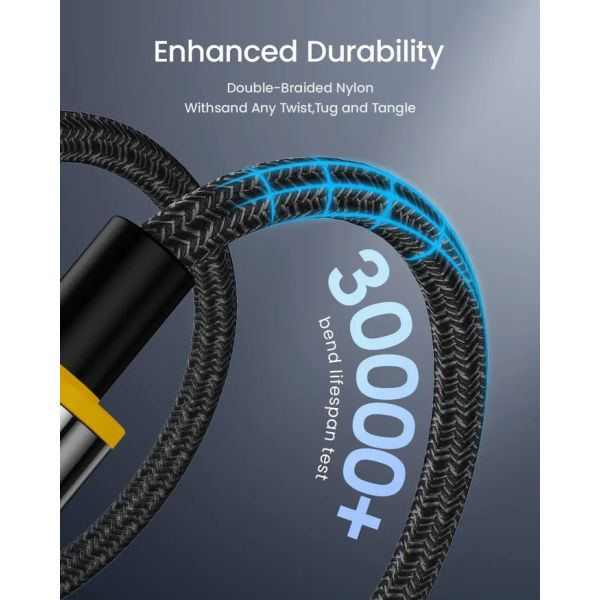 AOHI Magline+140W Nylon USB C to USB C LED Display Cable 1.2M - Black