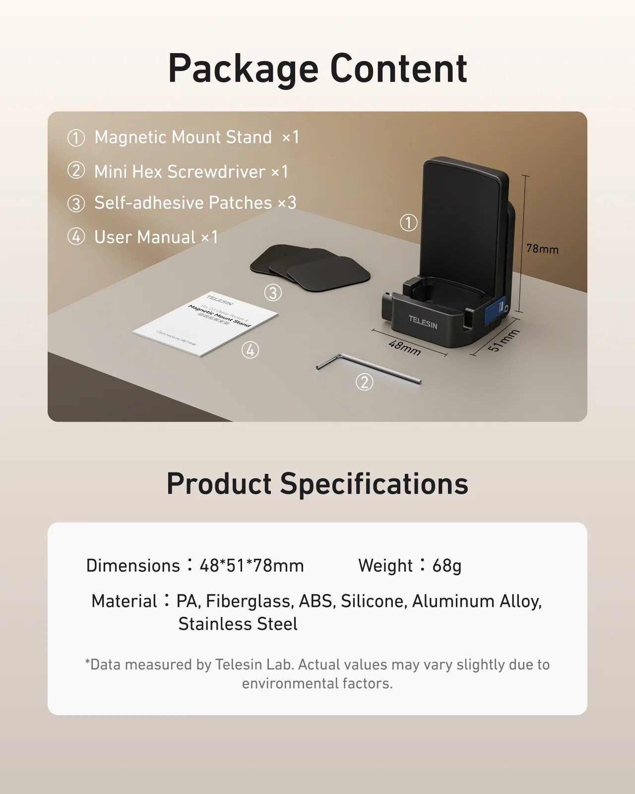 Telesin Magnetic Mount Stand for Pocket 3/4