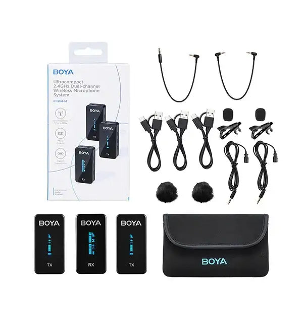 BOYA BY-XM6-S2 Mini Ultracompact 2.4GHz Dual-Channel Wireless Microphone System - GulfStore.com
