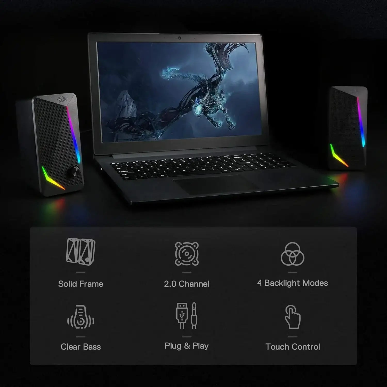 Redragon Gs510 Waltz Gaming Speaker 2.0 Channel Pc Computer Stereo Speaker - GulfStore.com