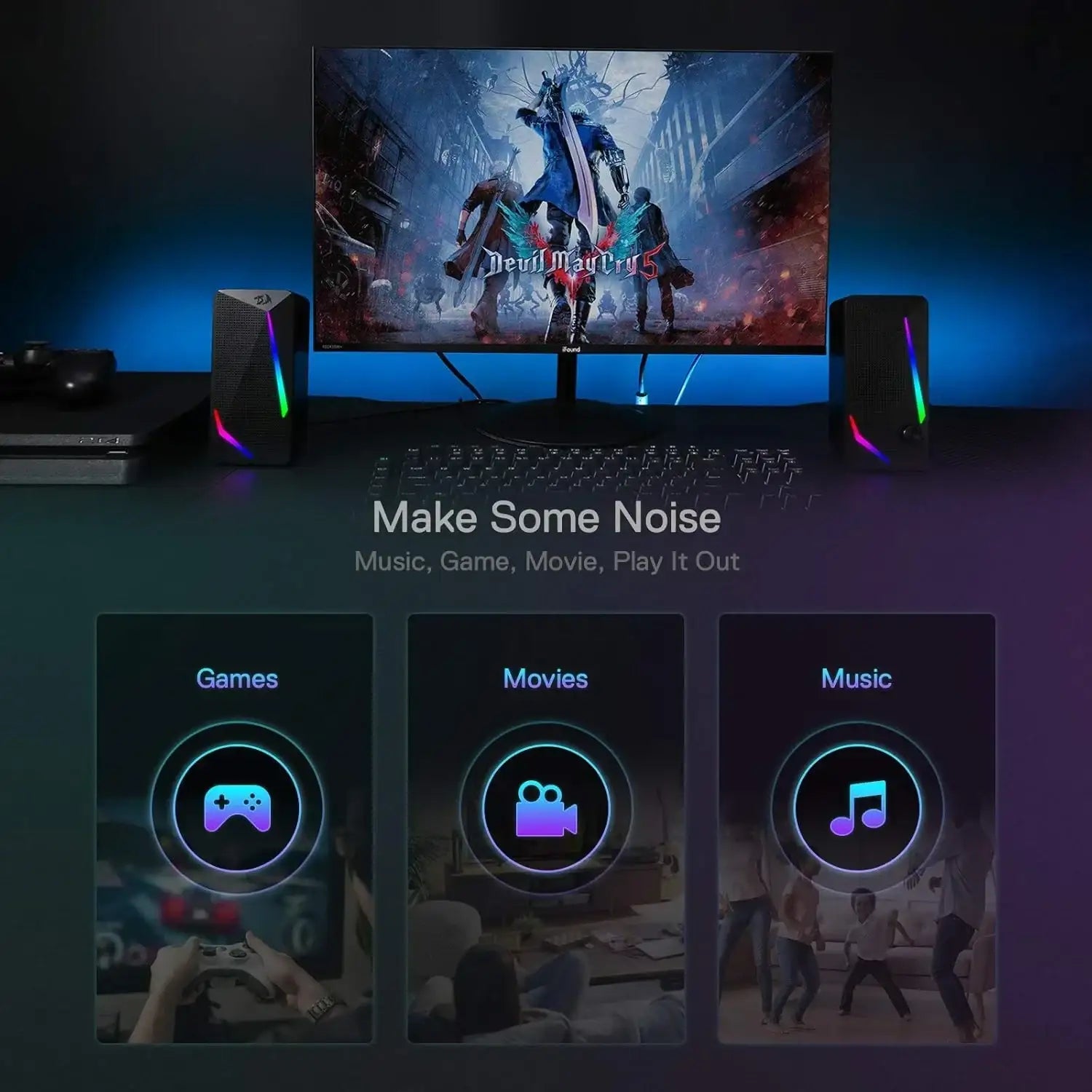 Redragon Gs510 Waltz Gaming Speaker 2.0 Channel Pc Computer Stereo Speaker - GulfStore.com