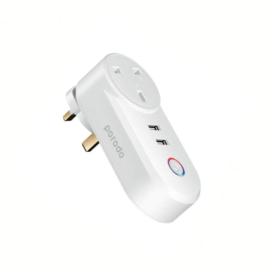 PD-WFPU2 WH | Porodo Lifestyle Dual USB-Port Smart Wifi Plug UK 16A | White